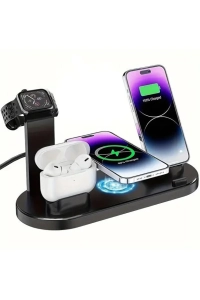 4'ü 1 Arada Kablosuz Çok İşlevli Şarj İstasyonu – Telefon, Akıllı Saat, Kulaklık Uyumlu